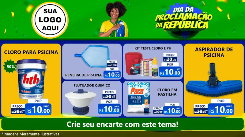 Modelo de TV para TV Horizontal com o tema Dia Da Proclamação Da República para Produtos para Piscina