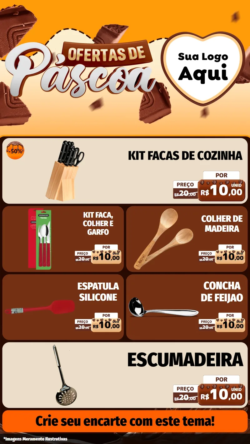 Modelo de TV para TV Vertical com o tema Ofertas de Páscoa para Utilidades Domésticas