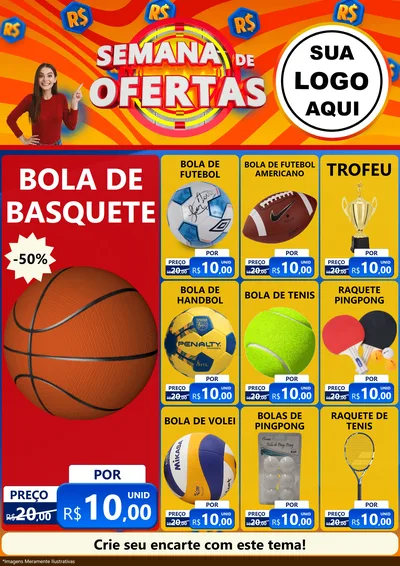 Modelo de Encarte para Encarte A4 Vertical com o tema Semana de Ofertas para Artigos Esportivos