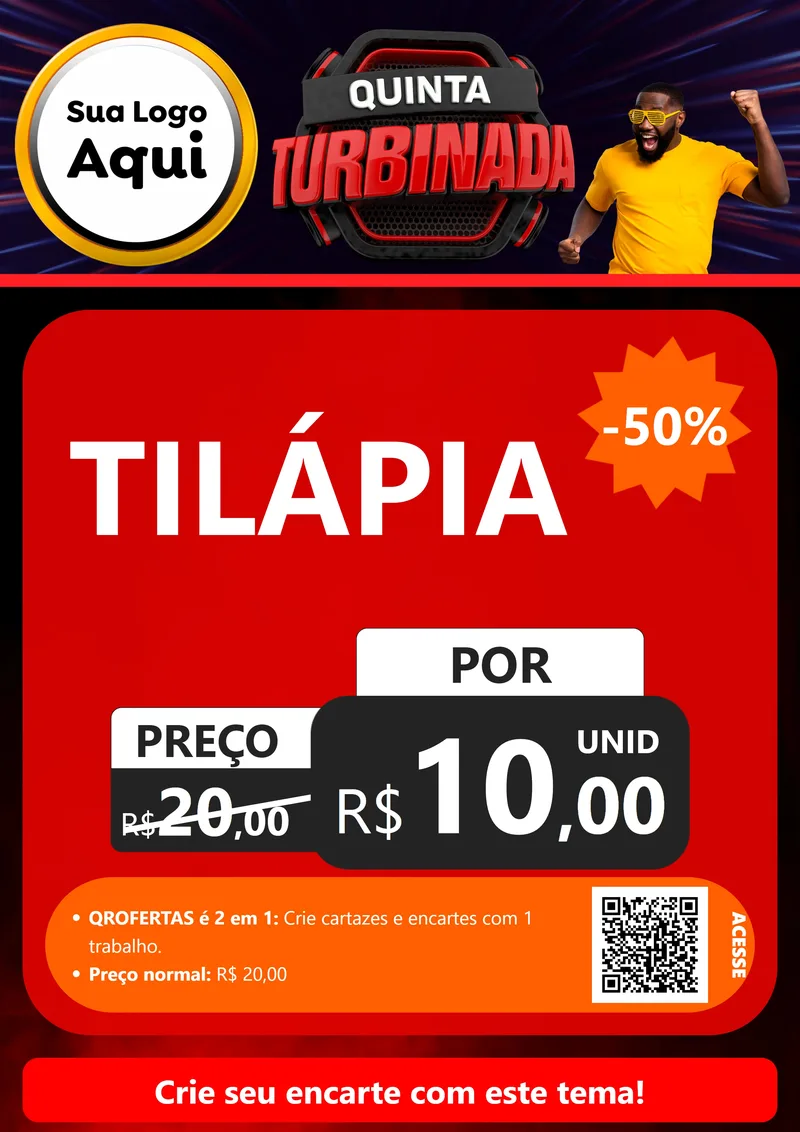 Modelo de Cartaz para Cartaz A4 Vertical com o tema Quinta Turbinada para Peixaria
