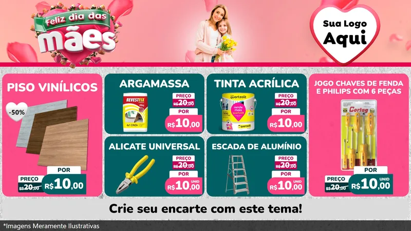 Modelo de TV para TV Horizontal com o tema Feliz Dia das Mães para Material para Construção