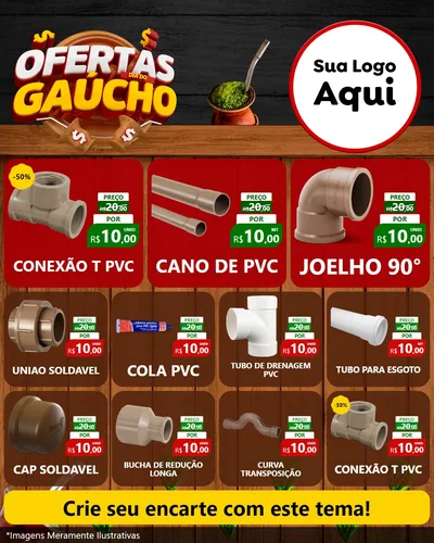 Modelo de Rede Social para Feed Instagram com o tema Ofertas Dia do Gaúcho para Tubos e conexões
