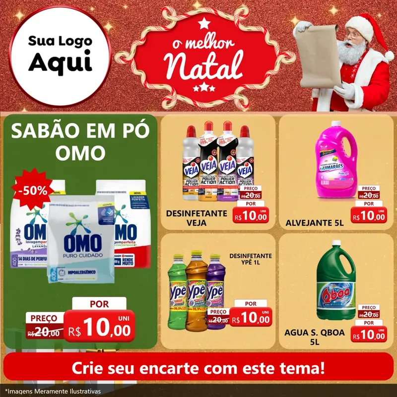 Modelo de Rede Social para Feed Facebook com o tema O Melhor Natal para Produtos de Limpeza