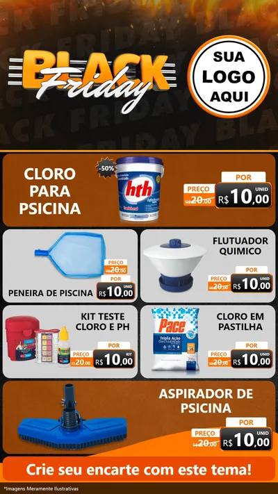 Modelo de TV para TV Vertical com o tema Black Friday para Produtos para Piscina