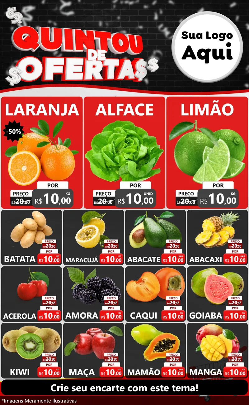Modelo de Encarte para Encarte Grande com o tema Quintou de Ofertas para Hortifrúti