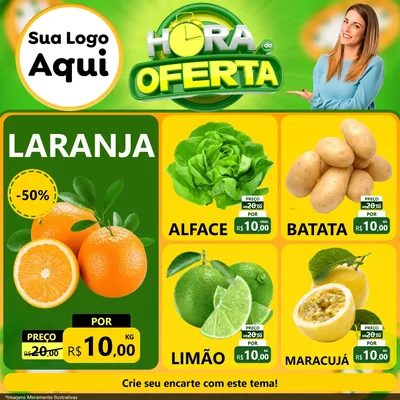Modelo de Rede Social para Feed Facebook com o tema Hora da Oferta para Hortifrúti