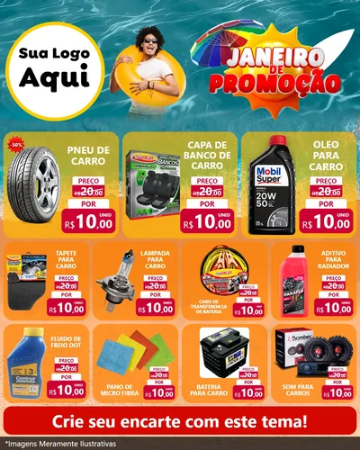 Modelo de Rede Social para Feed Instagram com o tema Janeiro de Promoção para Auto peças