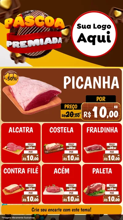 Modelo de Rede Social para Stories com o tema Páscoa Premiada para Açougue