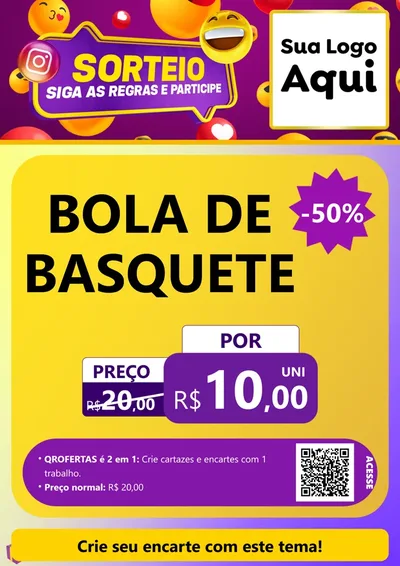Modelo de Cartaz para Cartaz A4 Vertical com o tema Sorteio para Artigos Esportivos