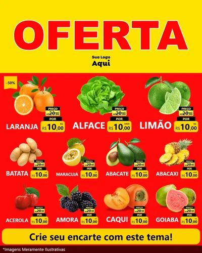Modelo de Rede Social para Feed Instagram com o tema OFERTA - Vermelho Cartaz para Hortifrúti