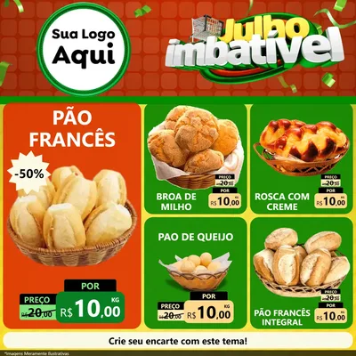 Modelo de Rede Social para Feed Facebook com o tema Julho Imbatível para Padaria