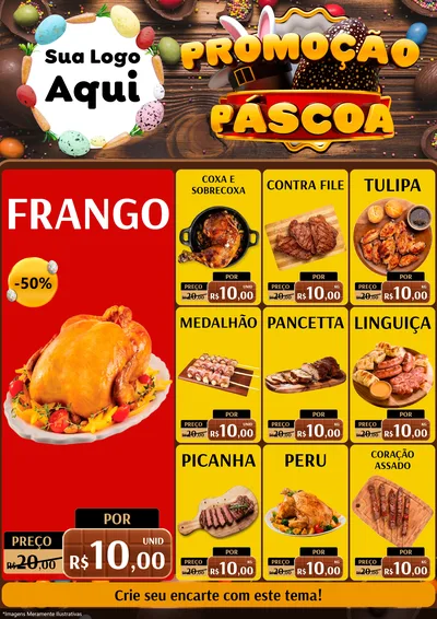 Modelo de Encarte para Encarte A4 Vertical com o tema Promoção Páscoa para Assados