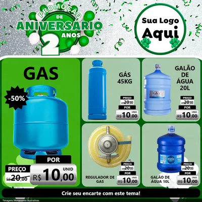 Modelo de Rede Social para Feed Facebook com o tema Promoção de Aniversário - 2 Anos para Água e gás