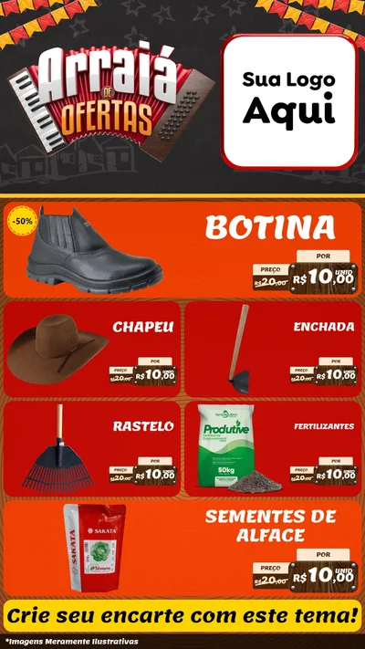 Modelo de TV para TV Vertical com o tema Arraiá de Ofertas - Junina para Agropecuária
