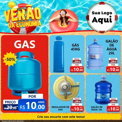 Modelo de Rede Social para Feed Facebook com o tema Verão da Economia para Água e gás