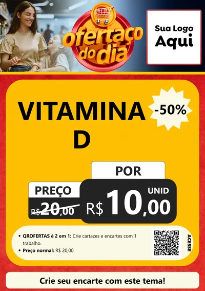 Modelo de Cartaz para Cartaz A4 Vertical com o tema Ofertaço Do Dia para Farmácia