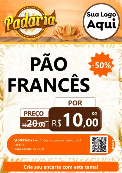 Modelo de Cartaz para Cartaz A4 Vertical com o tema Padaria para Padaria