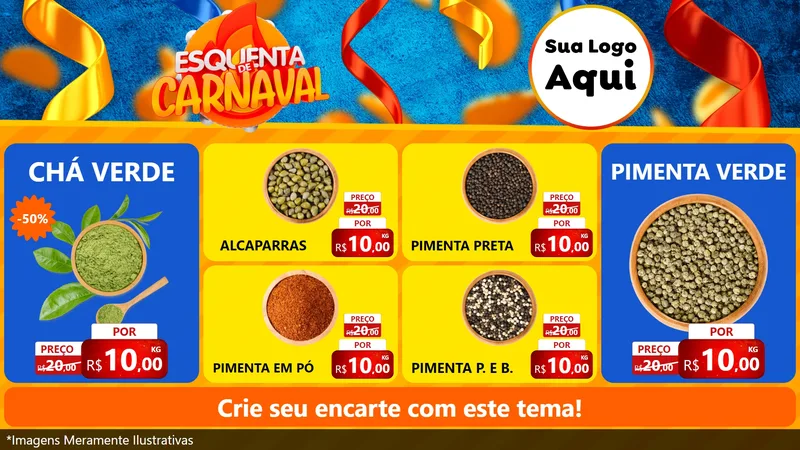 Modelo de TV para TV Horizontal com o tema Esquenta de Carnaval para Produtos Naturais
