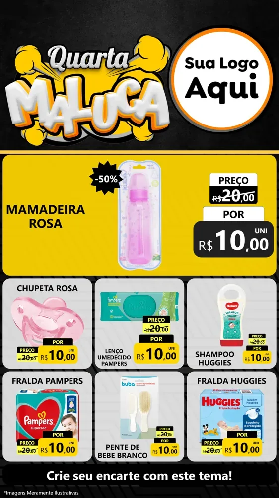 Modelo de Rede Social para Stories com o tema Quarta Maluca para Bebês