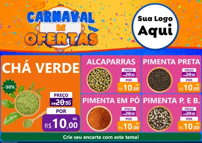 Modelo de Encarte para Encarte A4 Horizontal com o tema Carnaval de Ofertas para Produtos Naturais