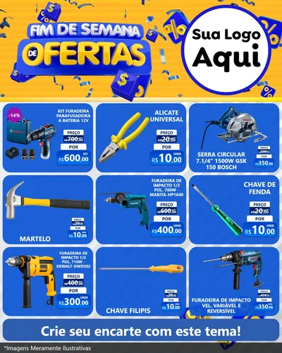 Modelo de Rede Social para Feed Instagram com o tema Fim de Semana de Ofertas para Maquinas e Ferramentas