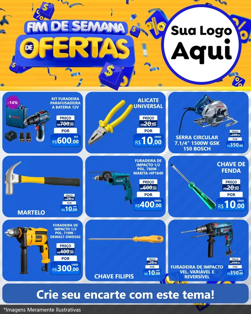 Modelo de Rede Social para Feed Instagram com o tema Fim de Semana de Ofertas para Maquinas e Ferramentas