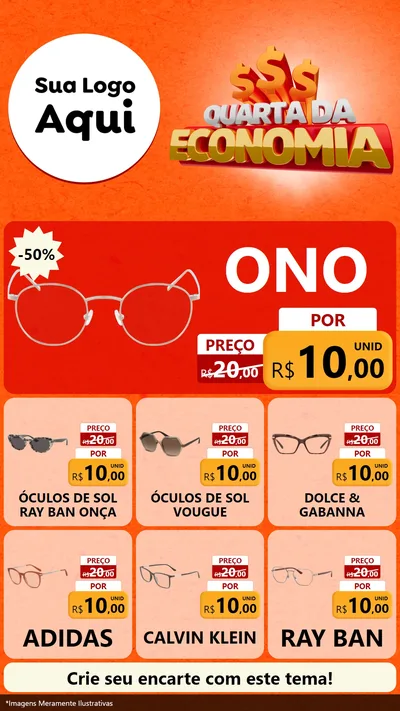 Modelo de Rede Social para Stories com o tema Quarta da Economia para Óticas