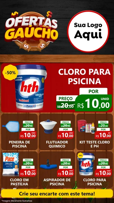 Modelo de Rede Social para Stories com o tema Ofertas Dia do Gaúcho para Produtos para Piscina