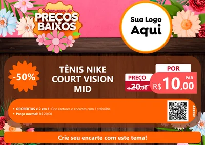 Modelo de Cartaz para Cartaz A4 Horizontal com o tema Primavera de Preços Baixos para Calçados