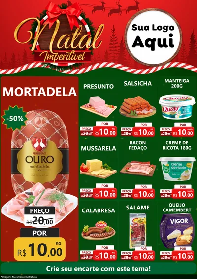 Modelo de Encarte para Encarte A4 Vertical com o tema Natal Imperdível para Frios e Laticínios