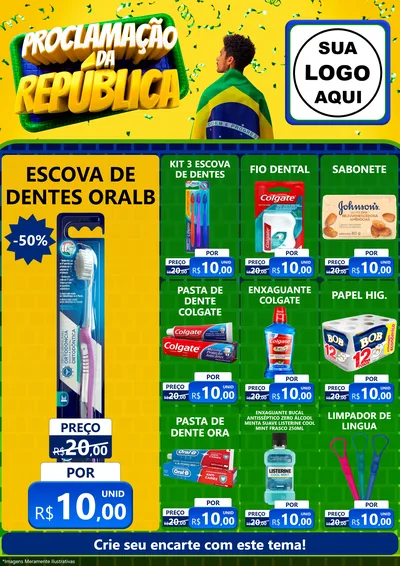 Modelo de Encarte para Encarte A4 Vertical com o tema Proclamação da República para Higiene Pessoal