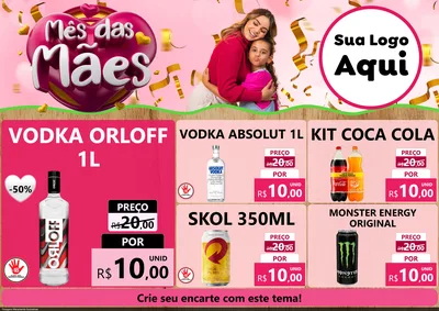 Modelo de Encarte para Encarte A4 Horizontal com o tema Mês das Mães para Distribuidora de bebidas