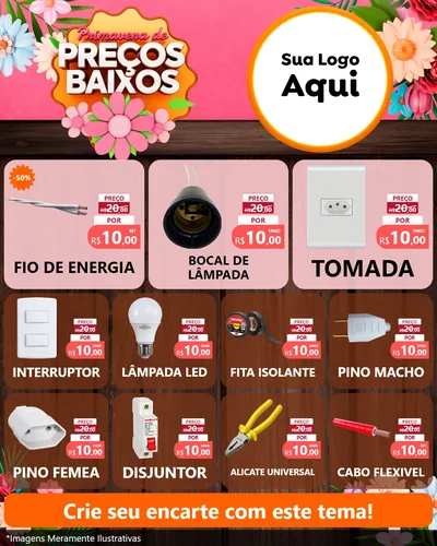 Modelo de Rede Social para Feed Instagram com o tema Primavera de Preços Baixos para Materiais Elétricos