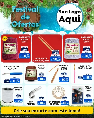 Modelo de Rede Social para Feed Instagram com o tema Festival de Ofertas - Inverno para Armarinho e Aviamentos