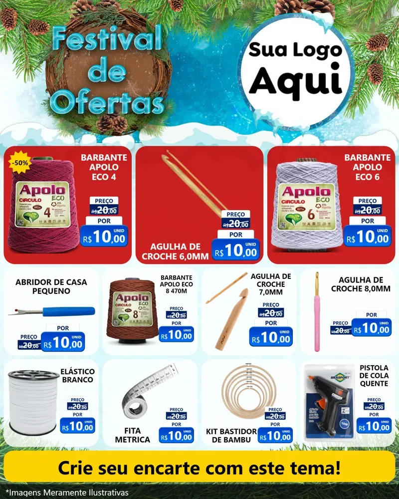 Modelo de Rede Social para Feed Instagram com o tema Festival de Ofertas - Inverno para Armarinho e Aviamentos