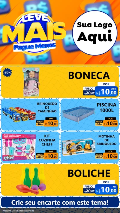 Modelo de TV para TV Vertical com o tema Leve Mais, Pague Menos para Brinquedos