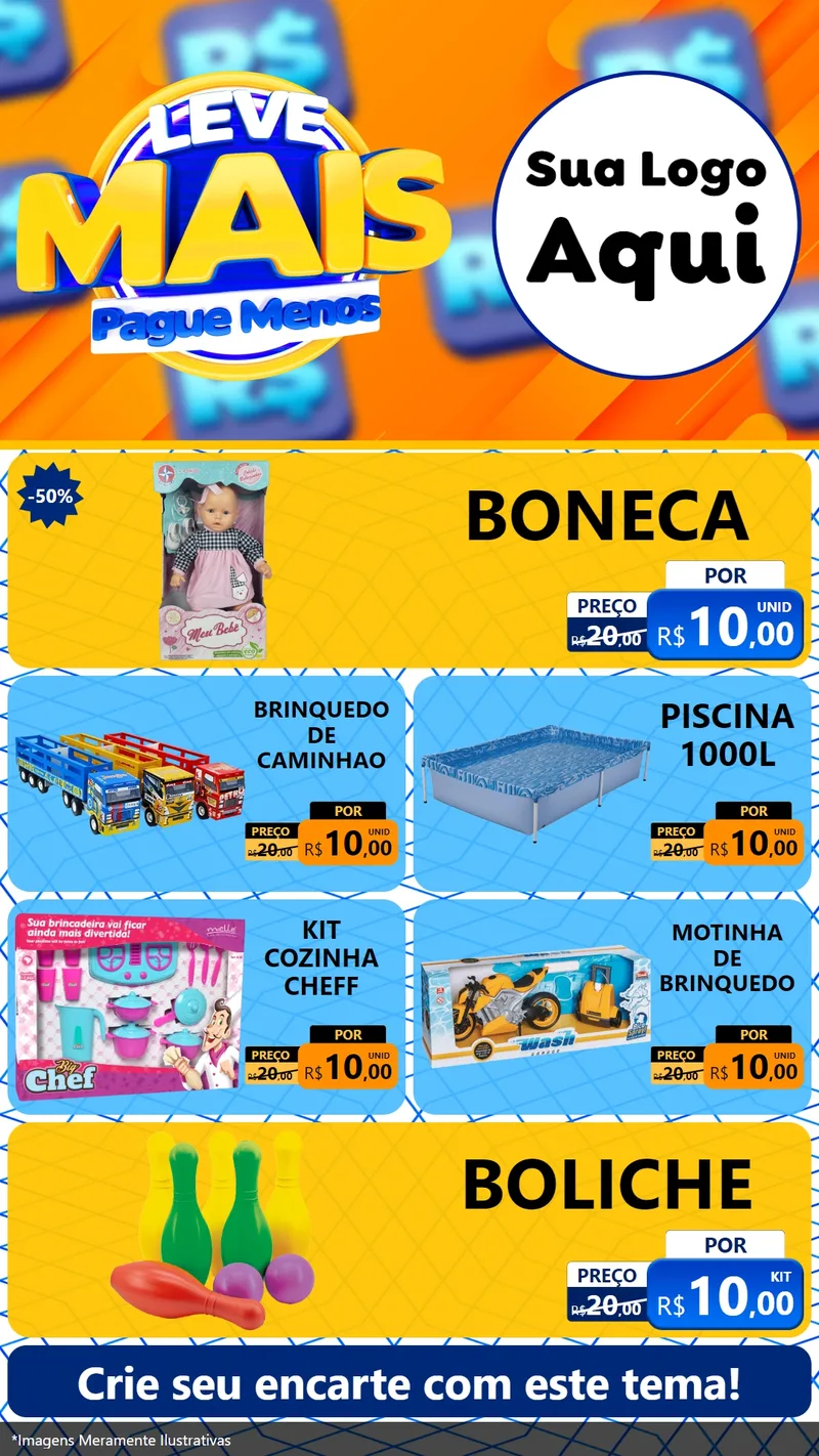Modelo de TV para TV Vertical com o tema Leve Mais, Pague Menos para Brinquedos