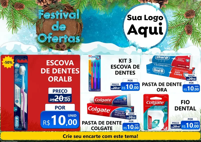 Modelo de Encarte para Encarte A4 Horizontal com o tema Festival de Ofertas - Inverno para Higiene Pessoal