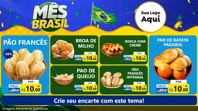 Modelo de TV para TV Horizontal com o tema Mês do Brasil para Padaria