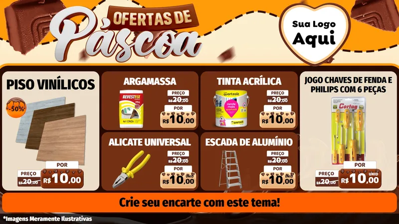 Modelo de TV para TV Horizontal com o tema Ofertas de Páscoa para Material para Construção