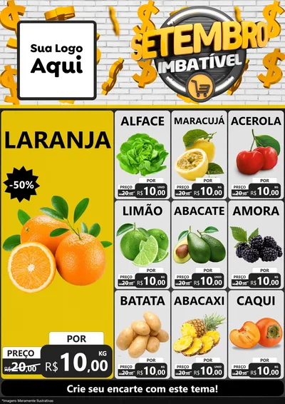 Modelo de Encarte para Encarte A4 Vertical com o tema Setembro Imbatível para Hortifrúti