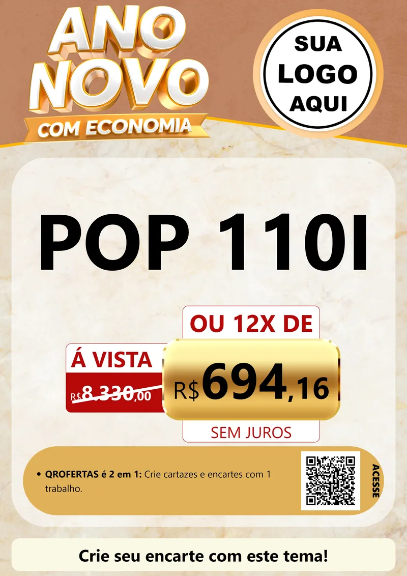 Modelo de Cartaz para Cartaz A4 Vertical com o tema Ano Novo Com Economia para Concessionaria de Motos