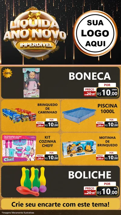 Modelo de TV para TV Vertical com o tema Liquida Ano Novo Imperdível para Brinquedos