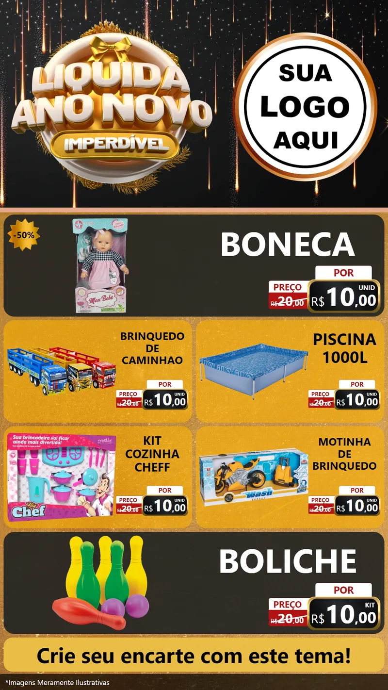 Modelo de TV para TV Vertical com o tema Liquida Ano Novo Imperdível para Brinquedos