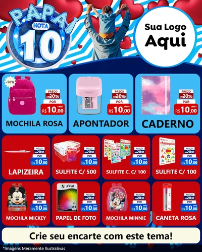 Modelo de Rede Social para Feed Instagram com o tema Papai Nota 10 para Papelaria