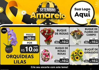 Modelo de Encarte para Encarte A4 Horizontal com o tema Setembro Amarelo para Floricultura e jardim
