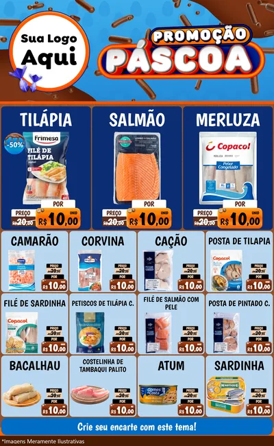 Modelo de Encarte para Encarte Grande com o tema Promoção Páscoa para Peixaria