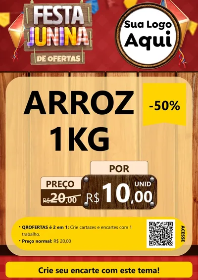 Modelo de Cartaz para Cartaz A4 Vertical com o tema Festa Junina de Ofertas para Supermercado