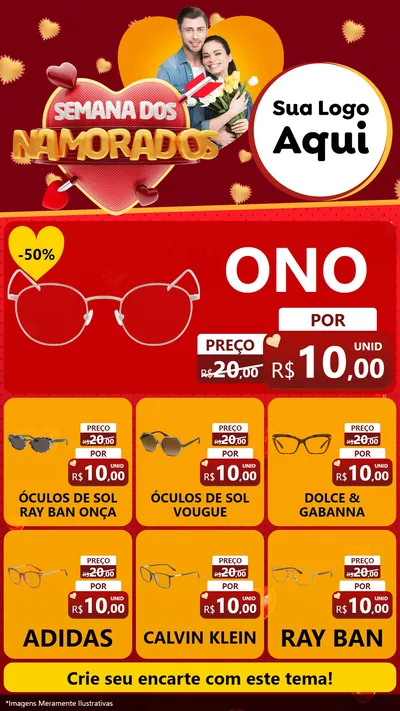 Modelo de Rede Social para Stories com o tema Semana dos Namorados para Óticas