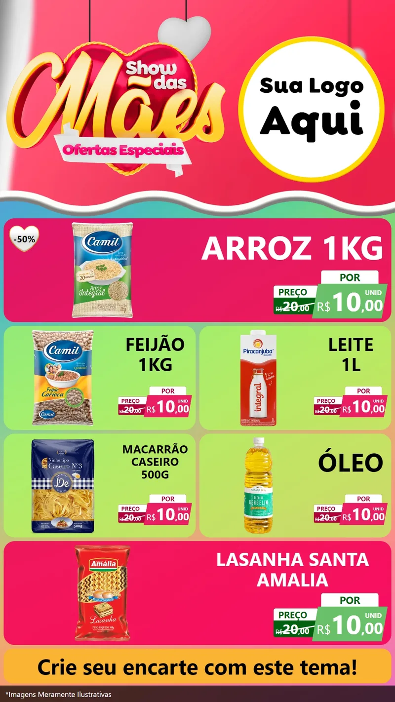 Modelo de TV para TV Vertical com o tema Show das Mães - Ofertas Especiais para Supermercado